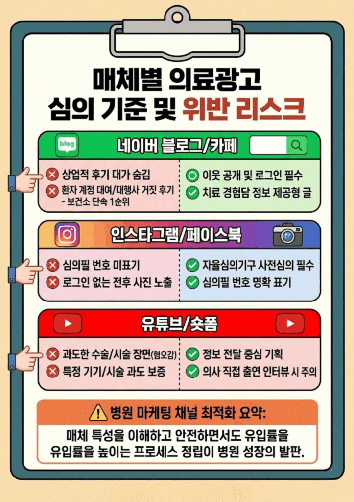 병원 마케팅 의원 명칭 및 의료광고 쓸 수 있는 표현과 금지 단어 비교표