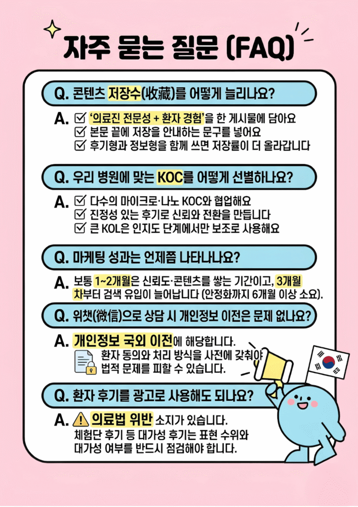 샤오홍슈 중국 환자 유치 자주 묻는 질문 — 저장수 KOC 규제 기간