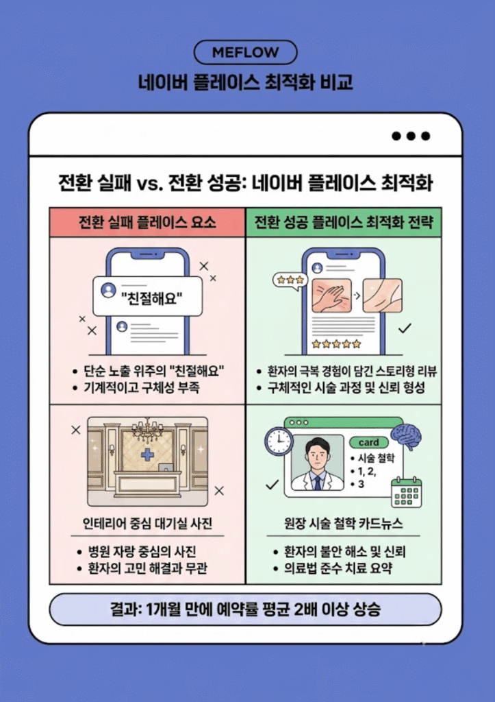 피부과 네이버 플레이스 환자 전환율 예약 상승 최적화 비교표