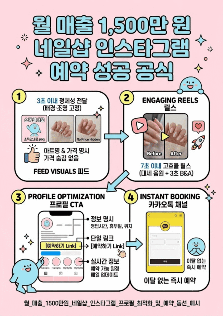 월_매출_1500만원_네일샵_인스타그램_프로필_최적화_및_예약_동선_예시
