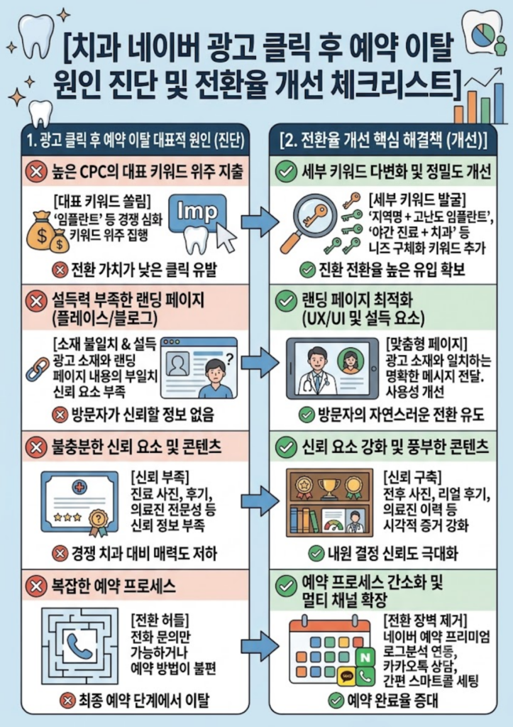 치과 네이버 광고 클릭 후 예약 이탈 원인 진단 및 전환율 개선 체크리스트