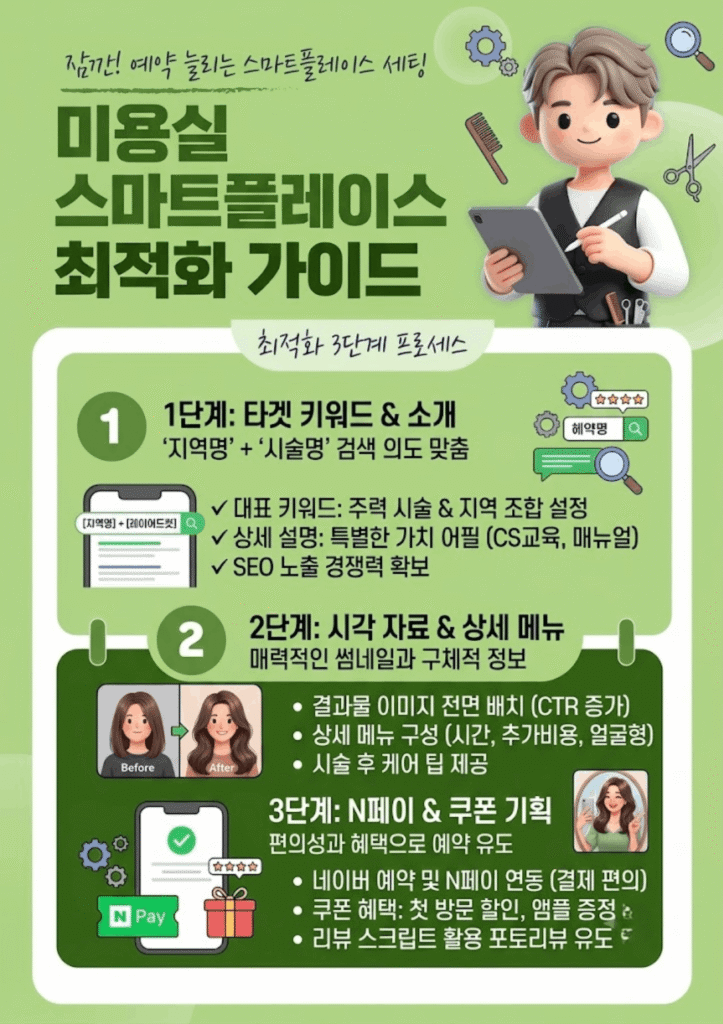 미용실 네이버 스마트플레이스 최적화 및 예약 증가를 위한 3단계 세팅 가이드