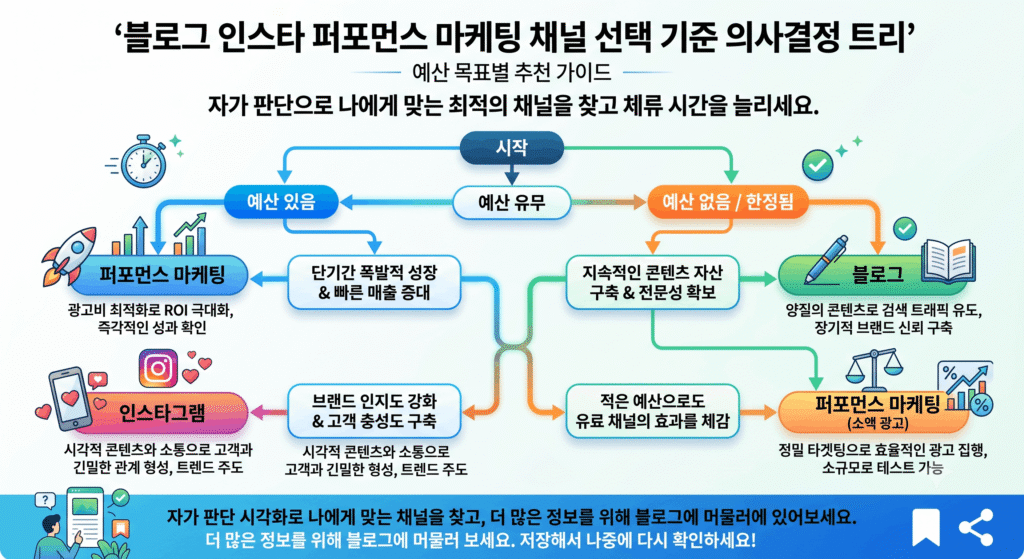 블로그 인스타 퍼포먼스 마케팅 채널 선택 기준 의사결정 트리