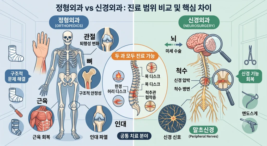 정형외과 진료 범위 — 근골격계 구조도, 뼈 관절 근육 인대 신경 위치