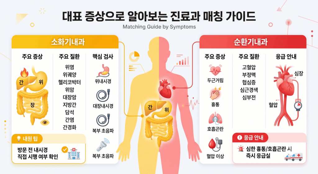 진료과 매칭가이드(소화기내과와 순환기내과)