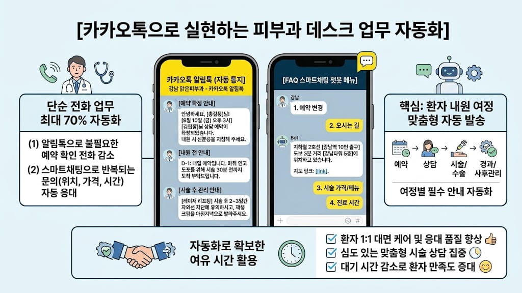피부과 노쇼 방지 및 단순 문의 감소를 위한 카카오톡 예약 알림톡 및 스마트채팅 챗봇 구현 화면