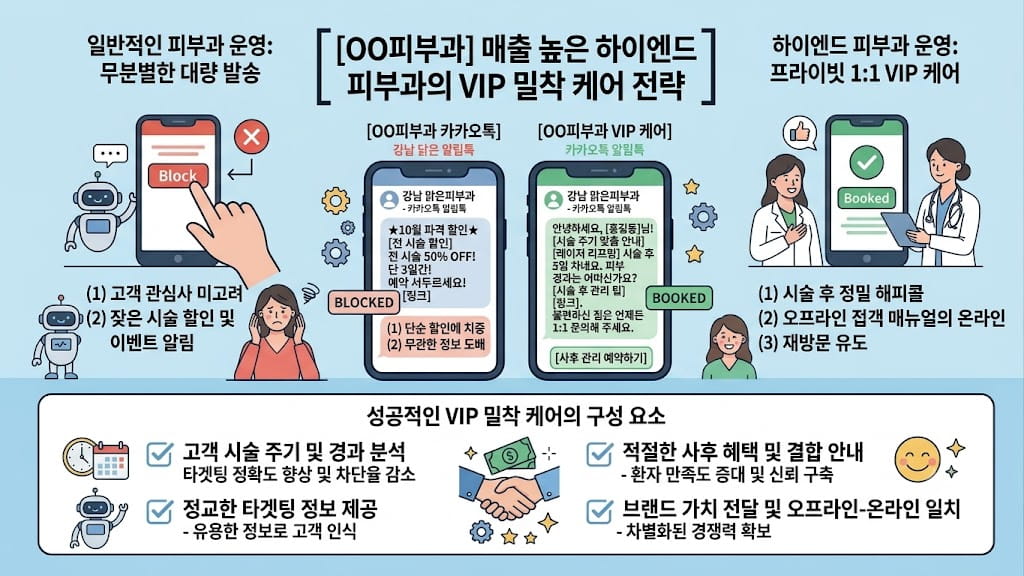매출이 높은 하이엔드 피부과의 시술 후 환자 만족도를 높이는 카카오톡 1:1 VIP 밀착 케어 대화 화면