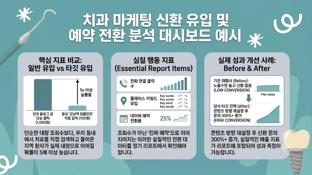 치과 마케팅 신환 유입 및 예약 전환율 데이터 분석 대시보드