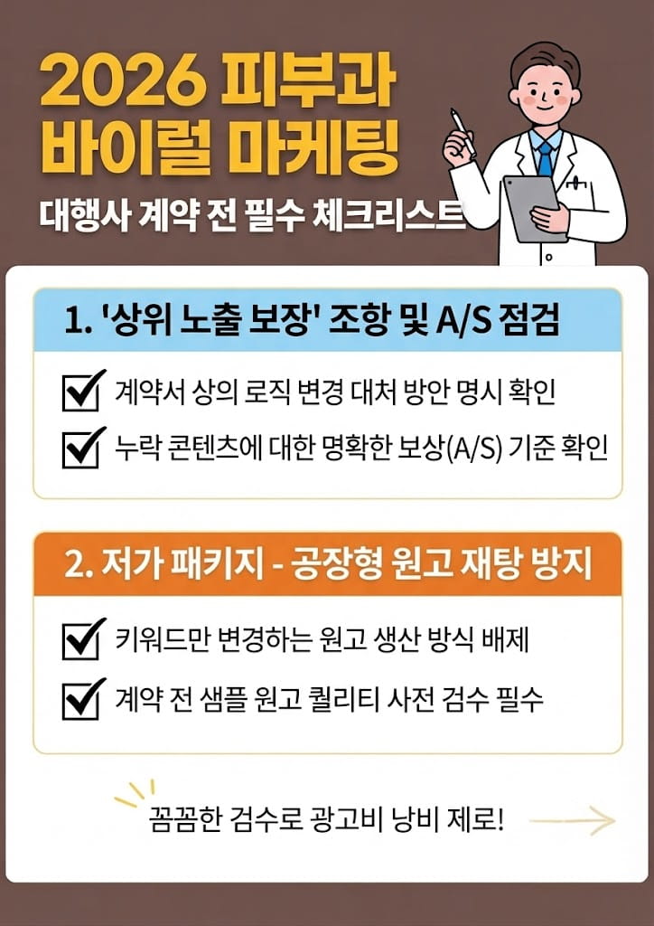 피부과 바이럴 마케팅 단가에 대한 대행사 계약 전 확인해야 할 체크리스트 항목
