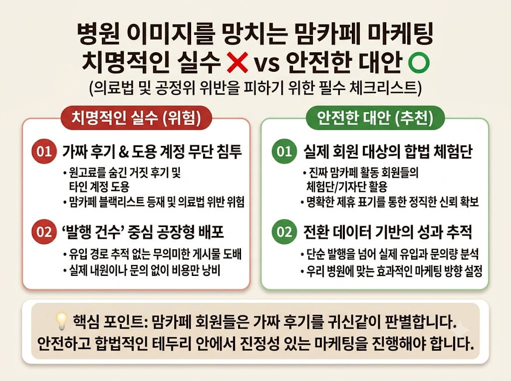 의료법 및 공정위 위반을 피하기 위한 안전한 피부과 맘카페 마케팅 필수 체크리스트